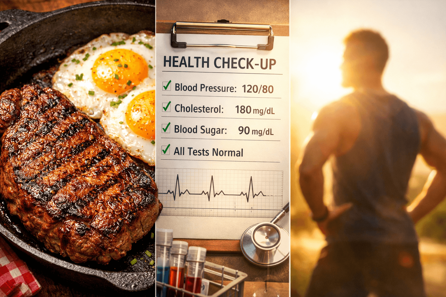 Homem revela resultados surpreendentes de exames de sangue após perder 63kg com dieta baseada apenas em carne e ovos