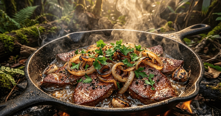 Bife de Fígado Acebolado com Salsa Fresca
