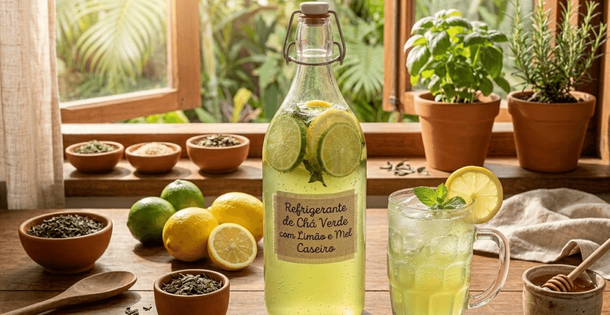 Refrigerante de Chá Verde com Limão e Mel