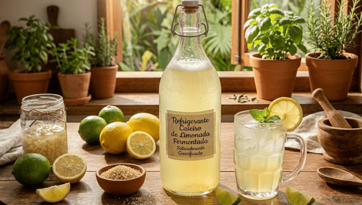 Refrigerante Caseiro de Limonada Fermentada