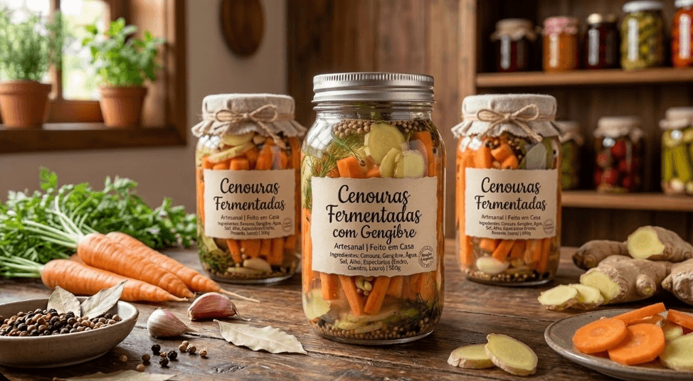 Cenouras Fermentadas com Gengibre