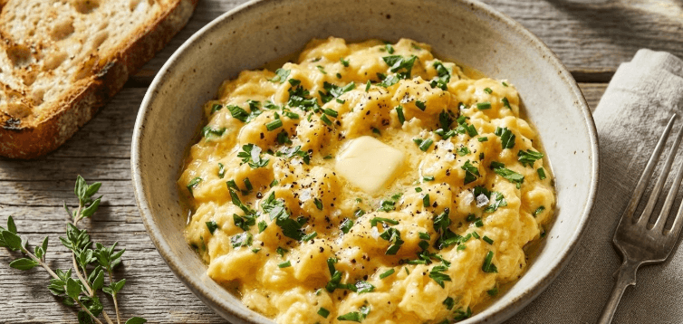 Ovos Mexidos com Manteiga e Ervas